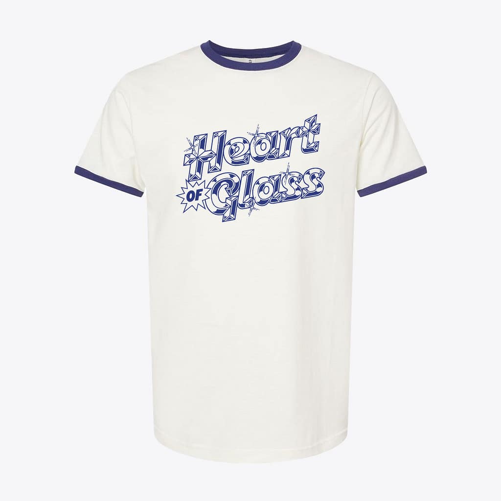 Heart of Glass Blondie inspired ringer t-shirt black and white colorway late 70s early 80s new wave 35mm film grain rule of thirds
