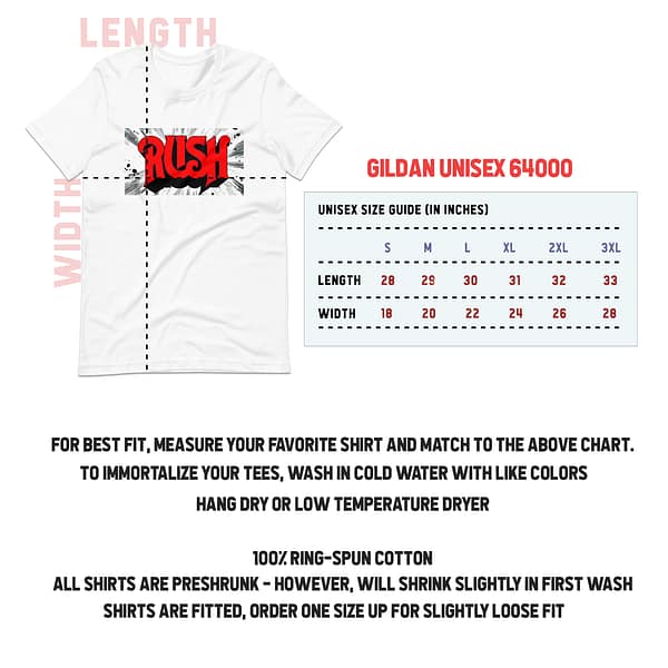 Gildan 6400 shirt sizing guide