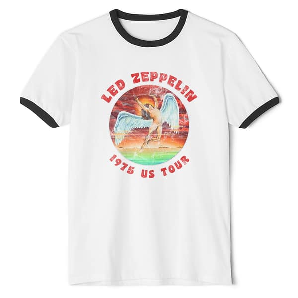 Led Zeppelin 1975 US Tour distressed vintage rock graphic ringer t-shirt